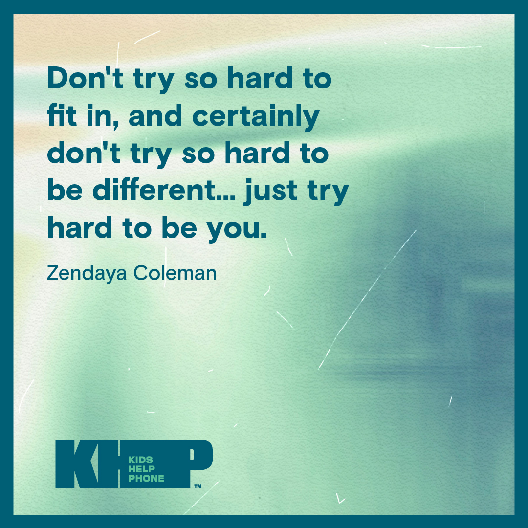 Quote by Zendaya that says "Don't try so hard to fit in, and certainly don't try so hard to be different...just try hard to be you."