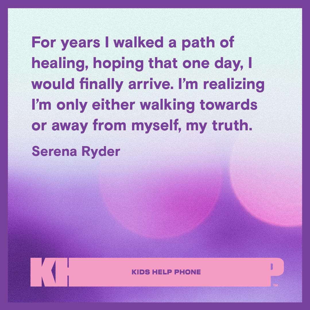 Quote by Serena Ryder that says "For years I walked a path of healing, hoping that one day, I would finally arrive. I'm realizing I'm only either walking towards or away from myself, my truth."