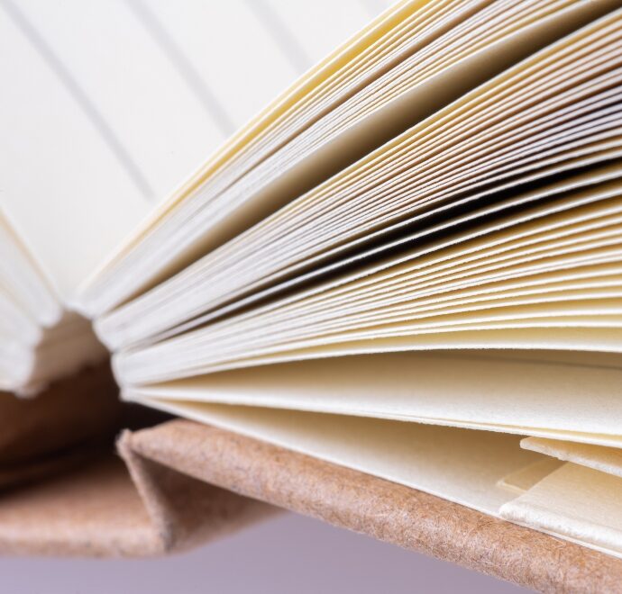 Close up of blank book pages