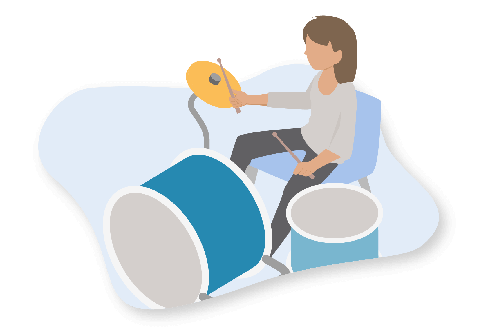 Illustration of a young person playing the drums